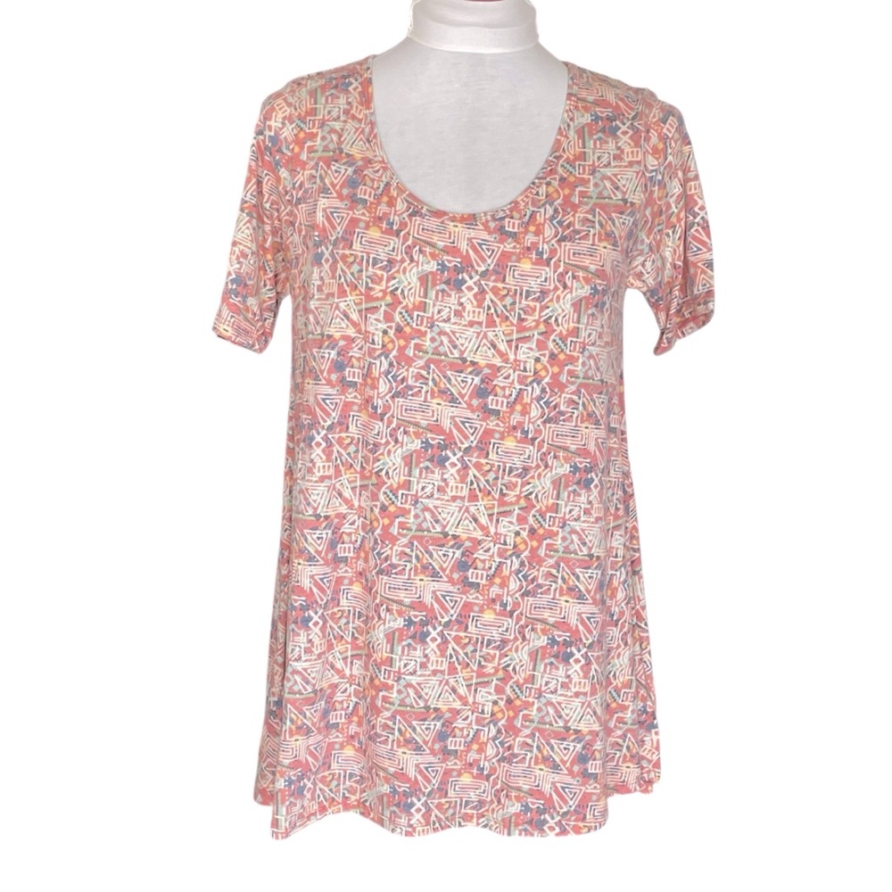 LuLaRoe Perfect T Tunic Top Swing Style Pastel Abstract Print Small (6-8)